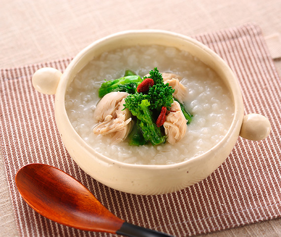 鶏ささみと菜の花の中華粥 毎日 健康 ごはん あしたの健康をつくるきょうの減塩レシピ 東和薬品