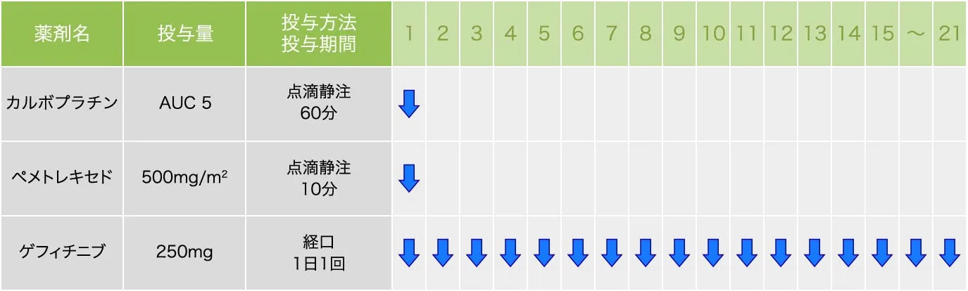 カルボプラチン＋ペメトレキセド＋ゲフィチニブ療法 